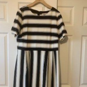 LOFT Black and White Striped Dress